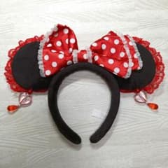 廃盤人気 ディズニー ミニー イヤリング フリル レース カチューシャ 赤のサムネイル