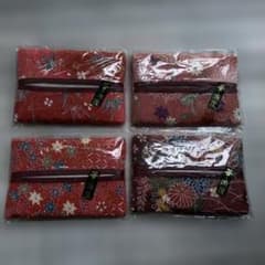 和柄 ポケットティッシュケース 4個セット 華浪漫（赤系）のサムネイル
