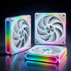 【新品未使用】120mm PCケースファン/レインボーカラーLED搭載/3個入りのサムネイル