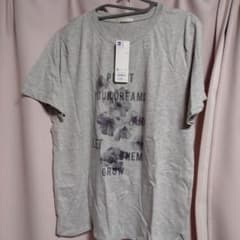 GU グレー 花柄プリント Tシャツ XLのサムネイル