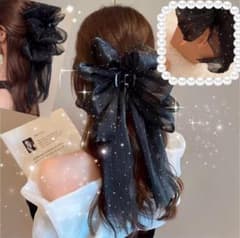 ❤️ラスト1❤️ヘアアクセ　ボリューム　リボン　ドット　キラキラ　ヘアクリップのサムネイル