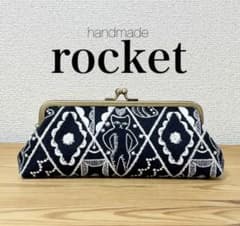 ハンドメイド ペンケース がま口ポーチ シンフォニー ネイビー ミナ