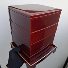 【輪島塗　6.5寸四段重箱&重箱台付】布着本堅地　胴張り　沈金　網代　長期保管 m62317838344_1.jpg?1712920679