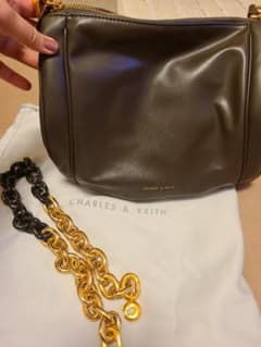 CHARLES & KEITH ショルダーバッグ ダークブラウン - メルカリ