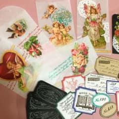 グラシン封筒・オリジナルタグ（コラージュ）&オリジナルタグシール✳︎スタンプ・洋書のサムネイル