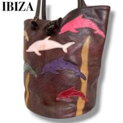 美品 IBIZA トートバッグ バケツ レザー マルチカラー 肩掛け イルカ 美品 IBIZA トートバッグ バケツ レザー マルチカラー 肩掛け イルカ