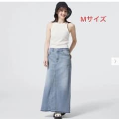 【新品】GU デニムAラインロングスカート　ライトブルー　Mのサムネイル