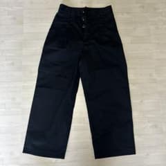 !!最終価格gu Mサイズ チノワイドパンツ ネイビー 紺 ハイウエスト ボタンのサムネイル