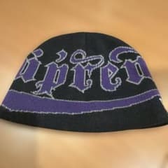Supreme ビーニー　ニット帽 紫のサムネイル
