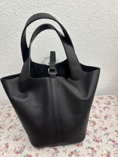 シボ柄 ブラック トートバッグ レディースのサムネイル