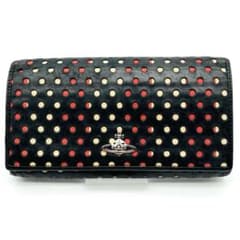 Vivienne Westwood long wallet, black polka dot pattern, orb design, popular women's wallet, large capacity.