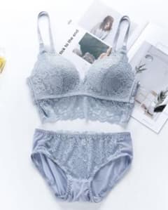 Lale Ladies ノンワイヤー ビスチェ ブラ＆ショーツ ブルーグレーのサムネイル
