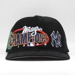 極美品 90s ビンテージ ヤンキース 刺繍 キャップ ブラック MLB 黒