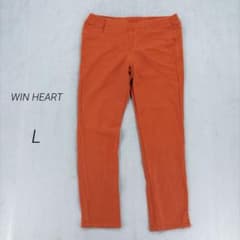 WIN HEART ストレッチパンツ オレンジ ウエストゴム L 美脚