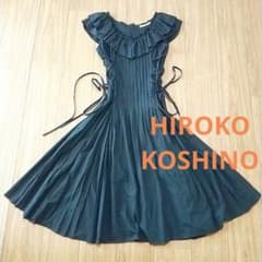【希少デザイン】ヒロココシノ立体プリーツ×レースアップワンピース 一点物 黒 M 希少デザイン】ヒロココシノ立体プリーツ×レースアップワンピース 一点
