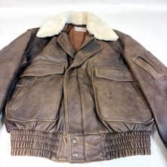 90s⭐️ G-1 フライトレザージャケット L 特大ムートン襟ボア・中綿入り！ R-1 HOMME 羊革 フライトジャケット G-1 襟ボア ムートン L 中綿