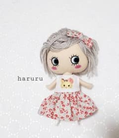 イルメールの服　ねこ花柄赤ピンク　ハッピードールの服　イーマリーちゃんの服のサムネイル