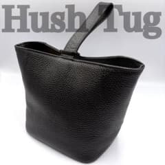 極美品】HushTug ハッシュタグ レザー 巾着バッグ ハンドバッグ 黒