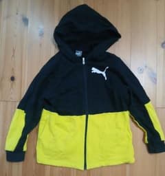 PUMA キッズ ジップアップパーカー ブラック×イエロー　130のサムネイル