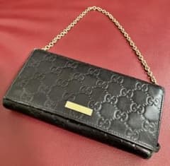 10時まで価格 GUCCI グッチ シマ 長財布 チェーンウォレット ブラック
