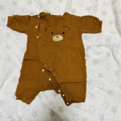 クマ刺繍キルティングロンパース 60cmのサムネイル