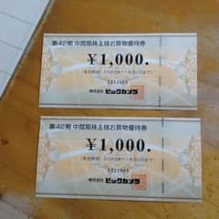 ビックカメラ株主優待2000円のサムネイル