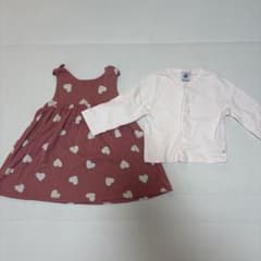 Petit Bateau ハート柄ワンピース＋カーディガンセットのサムネイル
