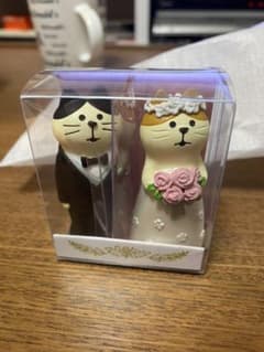 ⭐︎新春値下げ⭐︎ウェディングドレス＆タキシード　猫置物のサムネイル
