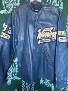 古着 レザー スタジャン ブルー