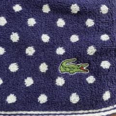 【新品】ラコステ 大判タオルハンカチ ネイビー 白ドット柄 LACOSTE
