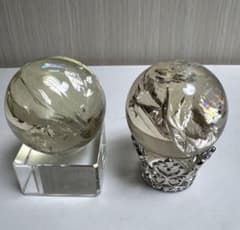 シトリンスフィア 2個セット 爆虹 天然石スフィア 虹入り 高品質