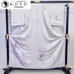 付下げ 上品な花模様 暈し 白梅鼠色 しつけ糸 K-4089 - メルカリ