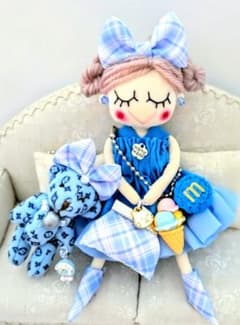 ハンドメイド❉ドールチャーム＆モノグラムくまチャーム❉バッグ