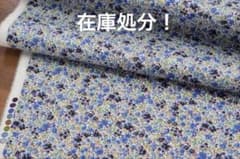 処分セール！3m【花柄生地】コットン/小花柄/ソフトツイル/綾織り/ブルー