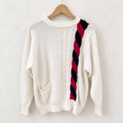ヴィンテージ 立体編み 切替 デザイン アクリル ニット