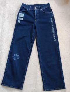 Papas Non no 両面ロゴプリント パッチワーク ワイドデニム S Papas Non no 両面ロゴプリント パッチワーク ワイドデニム S - メルカリ