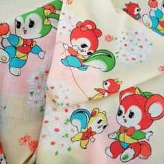 レア☆昭和レトロ生地　クマちゃん、りす、ウサギちゃん　宇山あゆみ内藤ルネサのサムネイル