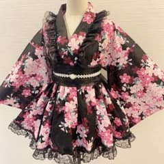 浴衣ドレス 黒地 桜柄 地雷系 姫ギャル - メルカリ