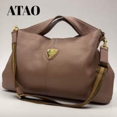 美品✨ATAO アタオ エルヴィ 2way ショルダーバッグ トープ シボ革