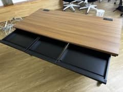 引き取り限定] オフィスコム スチールデスク 平机 幅1400mm 木目調天板