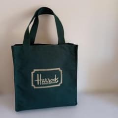 Harrods ミニトート バッグ　手提げ　ハロッズ　ロゴ入　マチ付きのサムネイル
