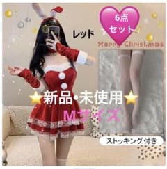 新品•未使用品サンタコスプレ バニーガール赤　うさぎ耳 6点セットのサムネイル