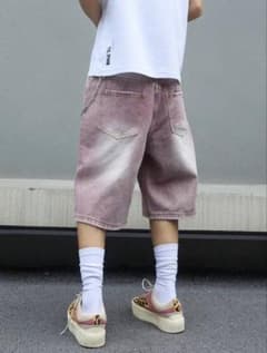 ピンクデニムショートパンツ フェードのサムネイル