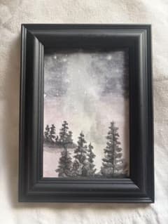 手描き水彩画 額装 「夜の森」のサムネイル