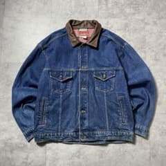 XL】90s Marlboroマルボロ レザー襟 デニムジャケット ジージャン