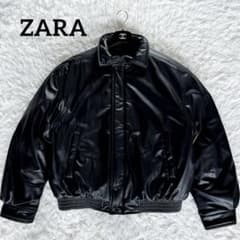 ZARA】フェイクレザー パフジャケット レザージャケット ブラック L