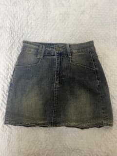 ダークデニム ミニスカート フェード加工のサムネイル