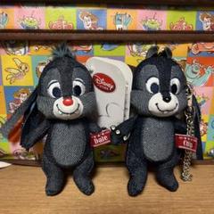 レア　ディズニーストア　チップとデール　デニム　ぬいぐるみバッチ　キーチェーン レア ディズニーストア チップとデール デニム ぬいぐるみバッチ