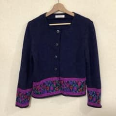 Yves Saint Laurent ネイビー ウールカーディガン K-427 - メルカリ