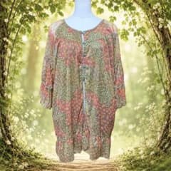 森ガール フェアリーグランジ boho 花柄シフォンチュニック 羽織り